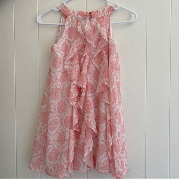 Girls 7/8 Toile Ruffle Dress Pink White DIsney - Picture 3 of 8